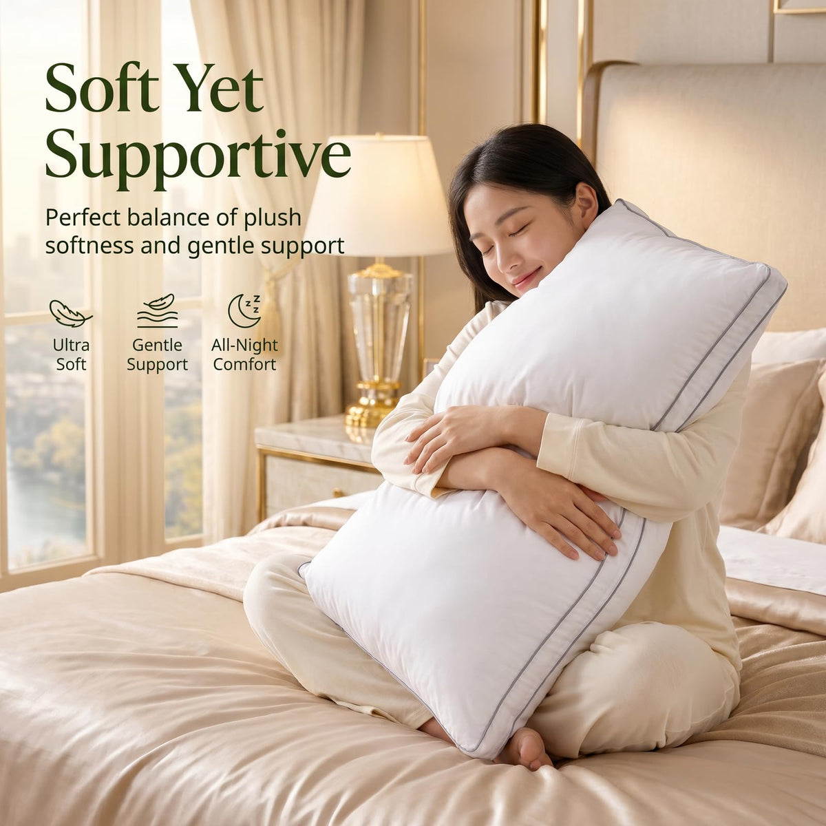 Goose Down Pillows Set of 2, King Size Hotel Quality Sleeping Pillows