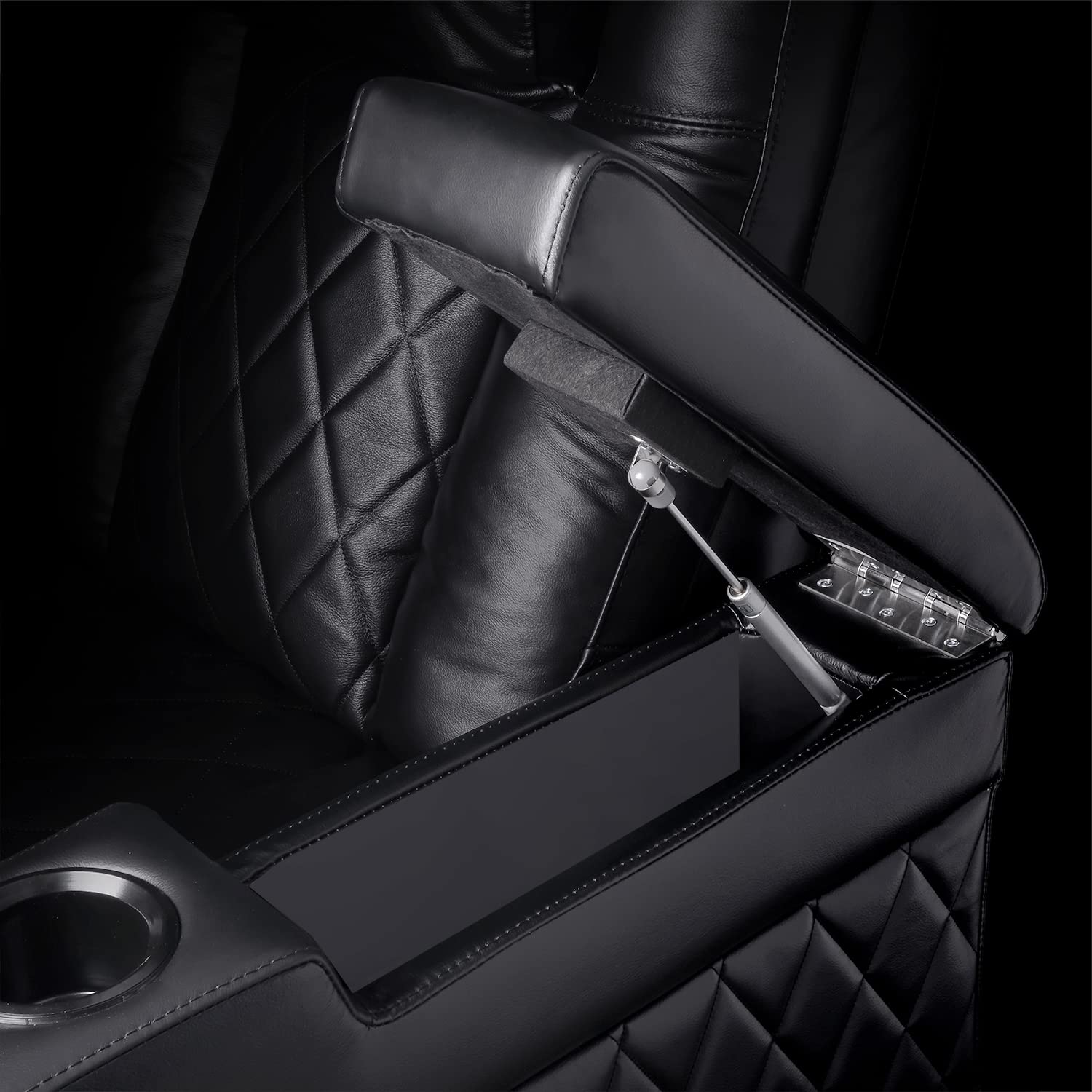 Valencia Tuscany Slim Home Theater Seating | Premium Top Grain Italian Nappa 11000 Leather, Power Reclining, Lumbar Support, Headrest, LED Lighting (Row of 3 Loveseat Left, Black)