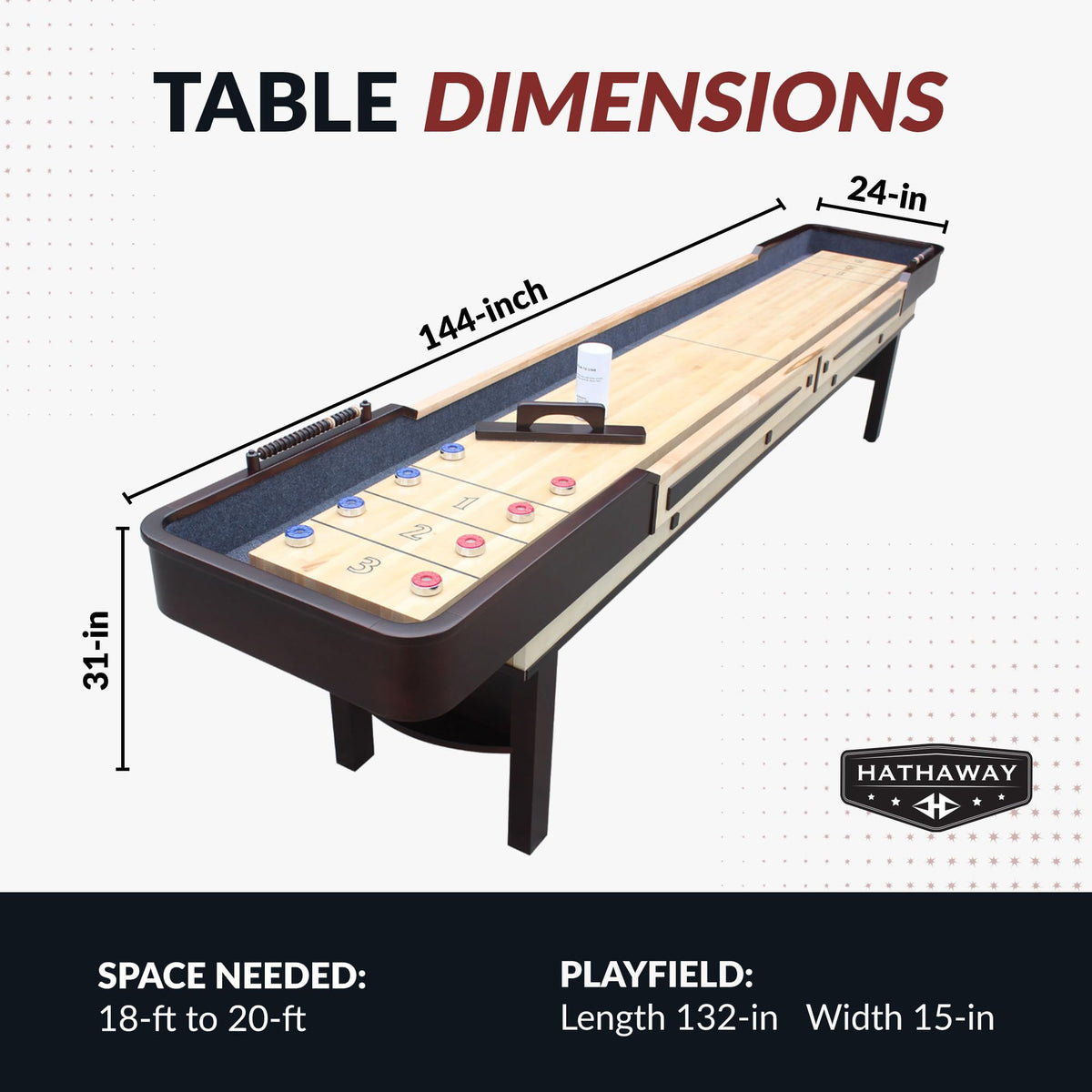Hathaway Merlot 12-Ft Shuffleboard Game Table - Espresso Finish