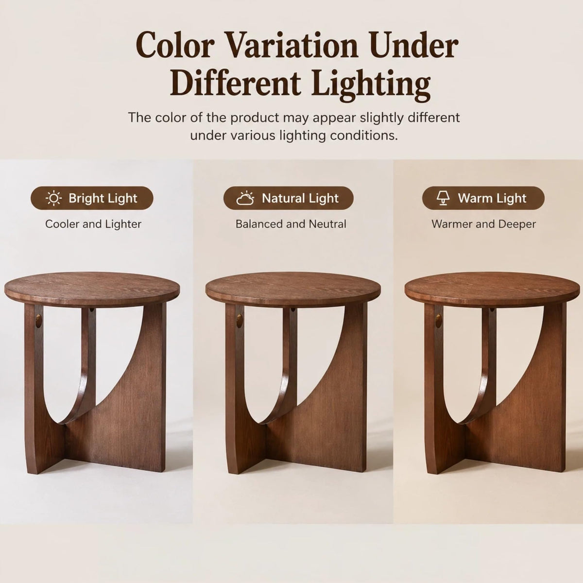 Round Solid Wood Side Table