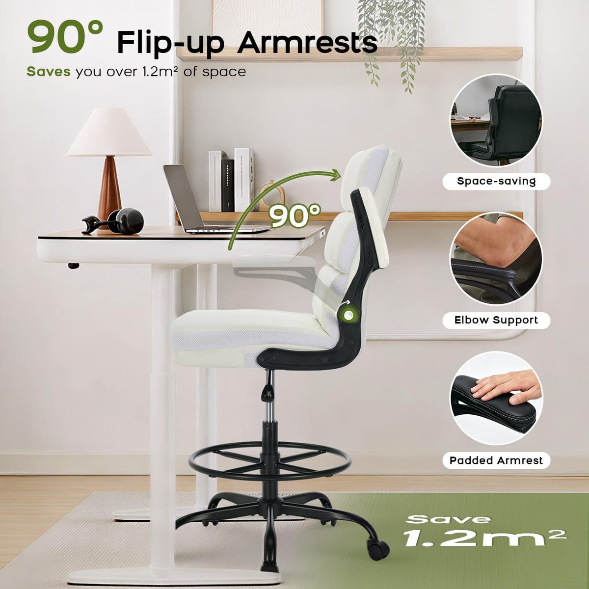 AMSEATEC Tall Drafting Chair for Standing Desk,Executive Office Chair