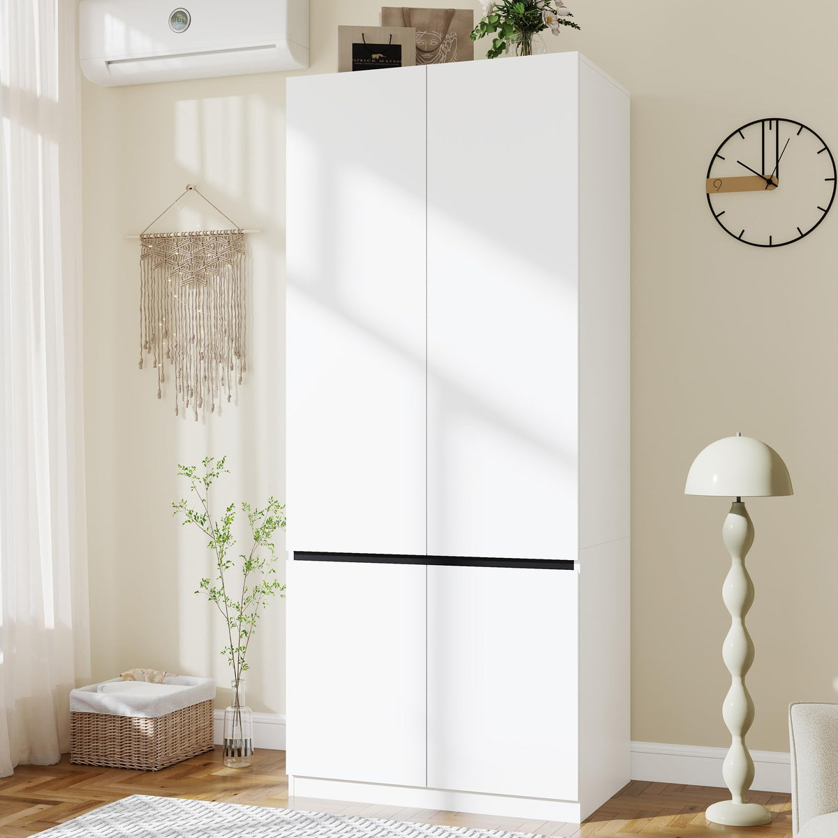 White Armoire Wardrobe Closet with 2 Doors: 75" H x 31.5" W