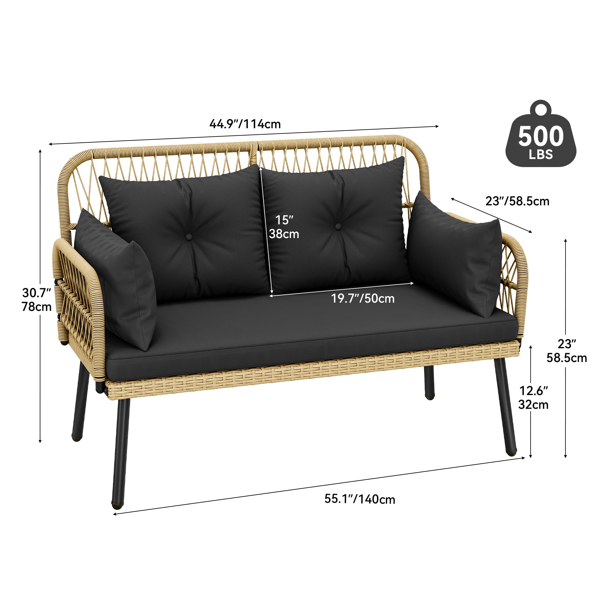 Wicker Outdoor Loveseat with Cushions