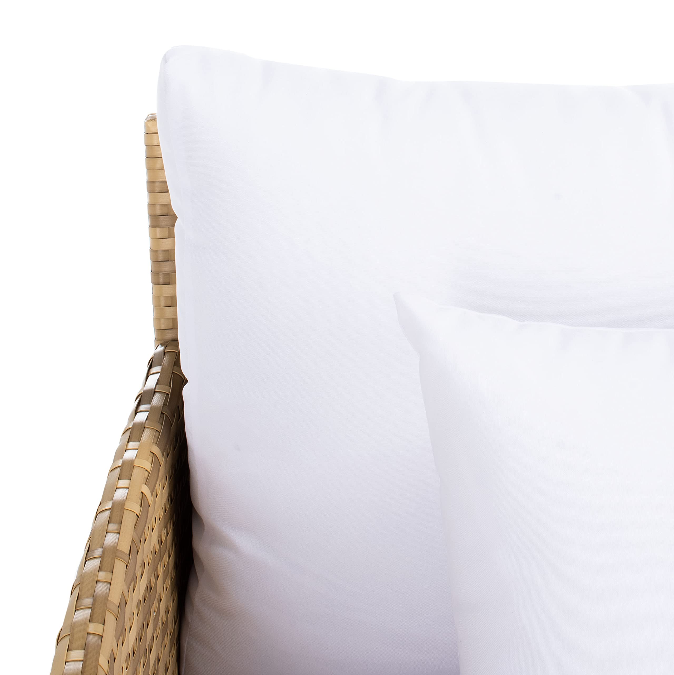 SAFAVIEH Outdoor - Cadeo Daybed - Natural & White - Steel Frame with Cushion - Deep-Seat Resort Design with Pillows - Ideal for Patio, Deck, Poolside, Backyard (PAT7500D)