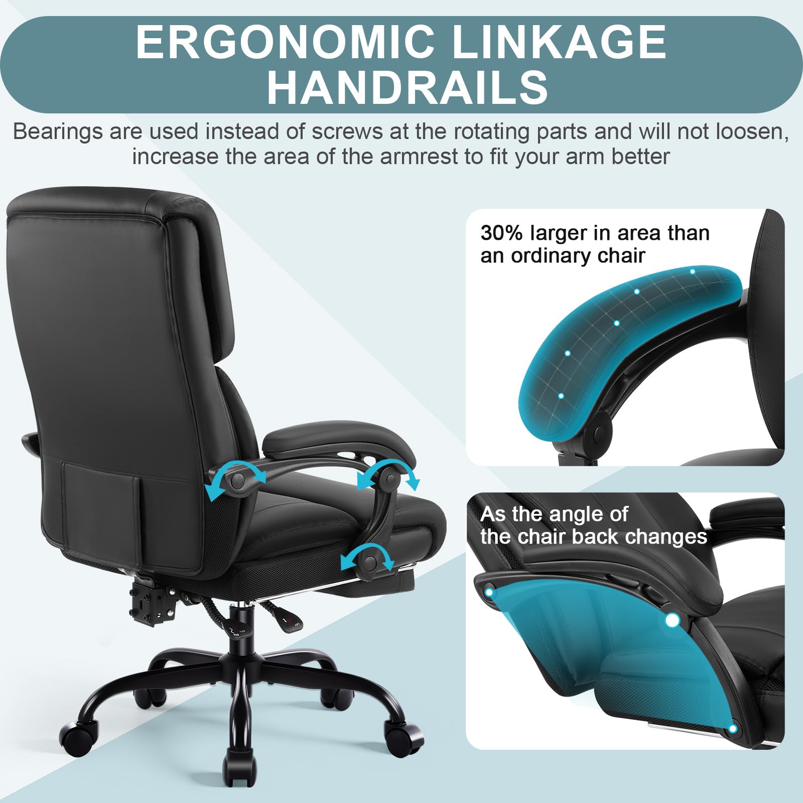 Ergonomic High-Back Office Chair with Footrest & Padded Armrests