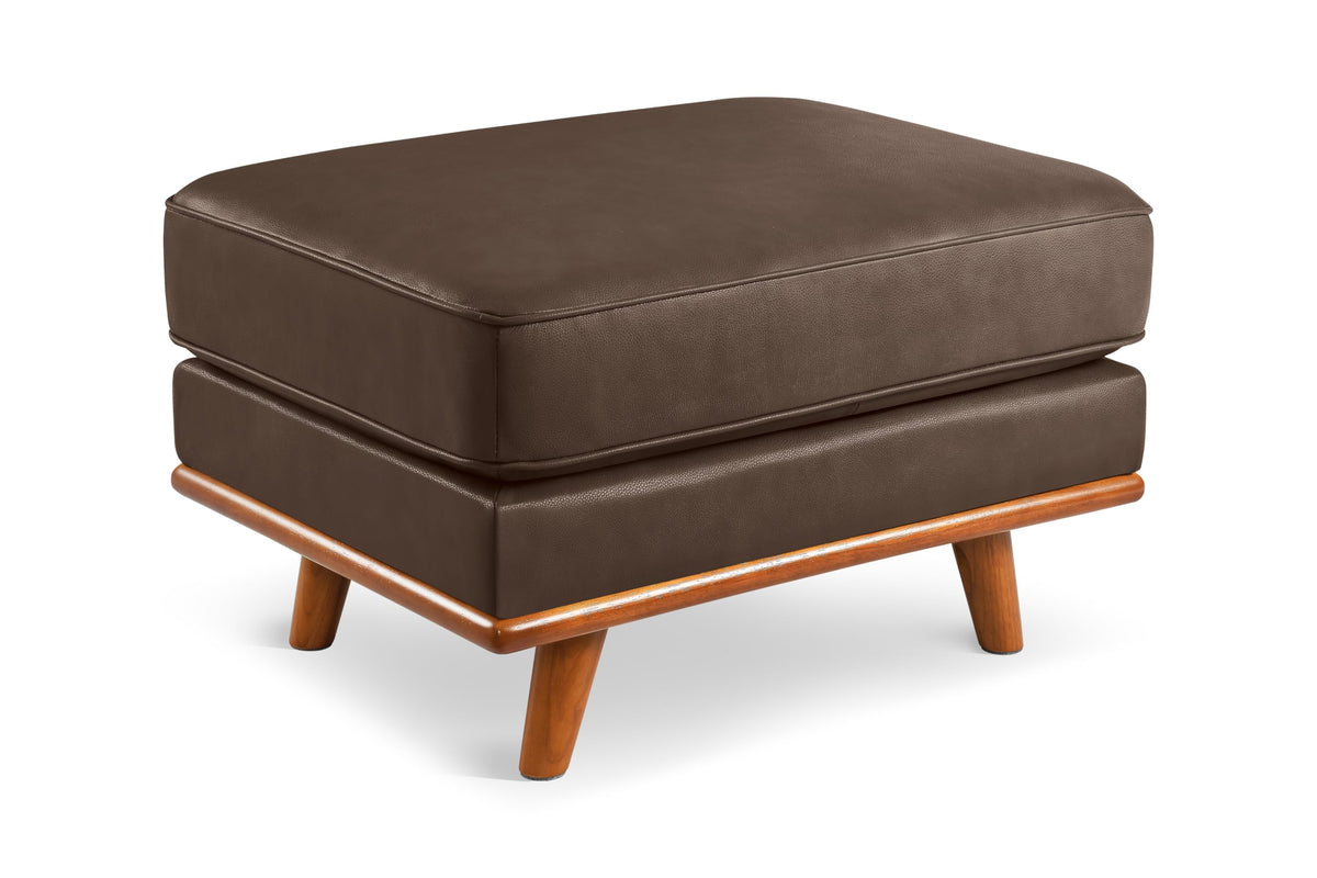 Chocolate Leather Ottoman