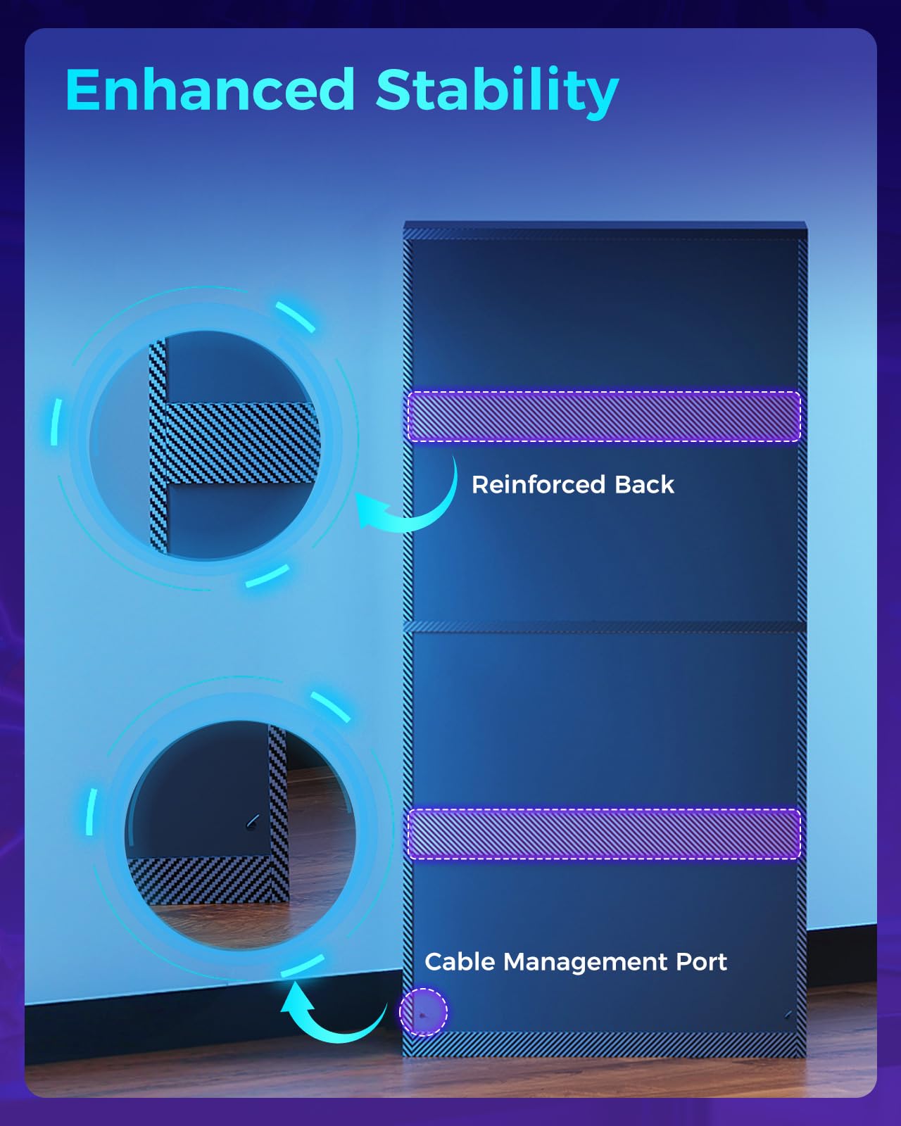 4-Tier Glass Display Cabinet with RGB Lights