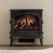 Modern Ember Harlowe Freestanding Electric Fireplace Stove Heater in Black with Multi-Color Ember Bed | Smart Technology | Alexa/WiFi Enabled | 1500W | Indoor Portable Heater | Safety Shutoff