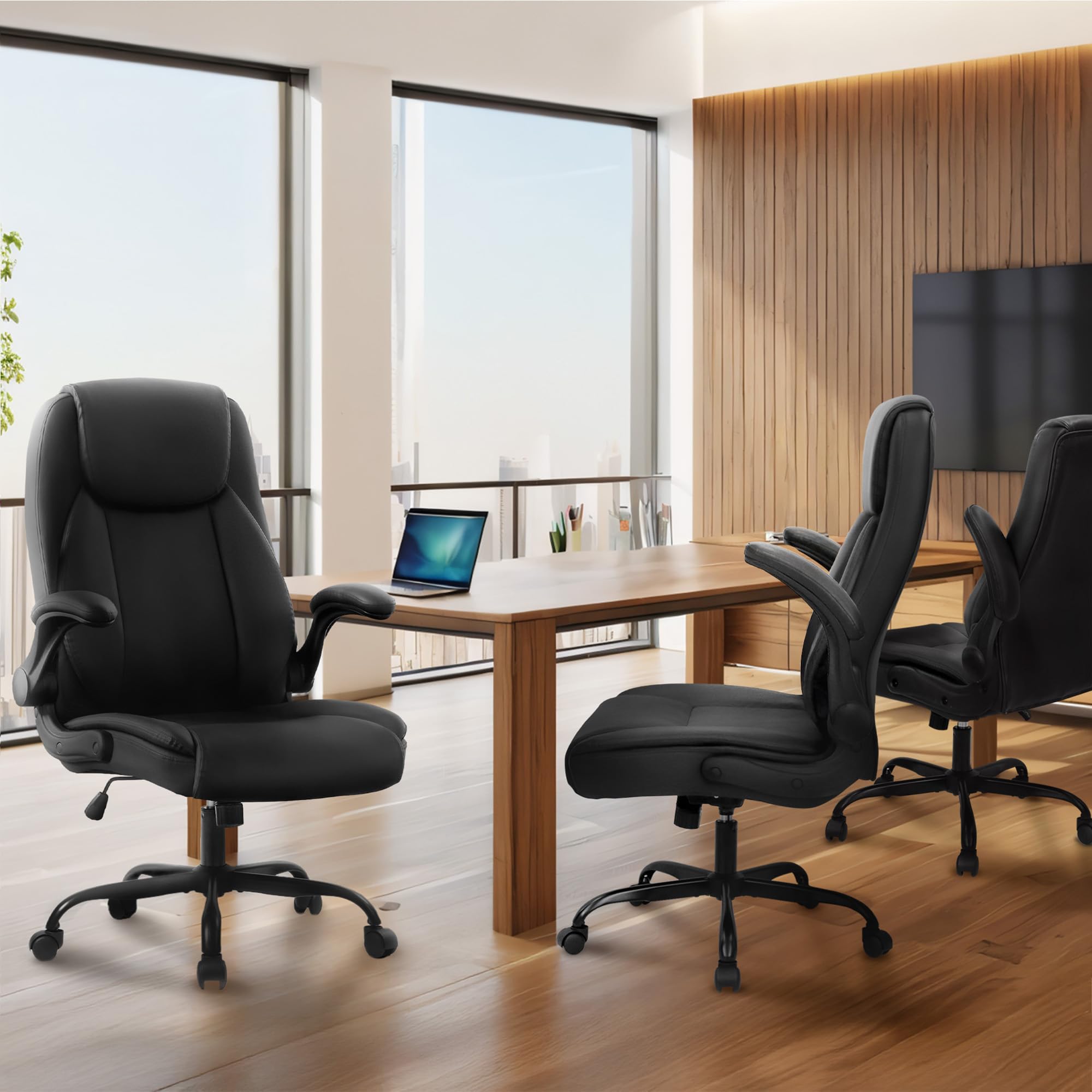 High Back Ergonomic Office Chair with Flip-Up Arms