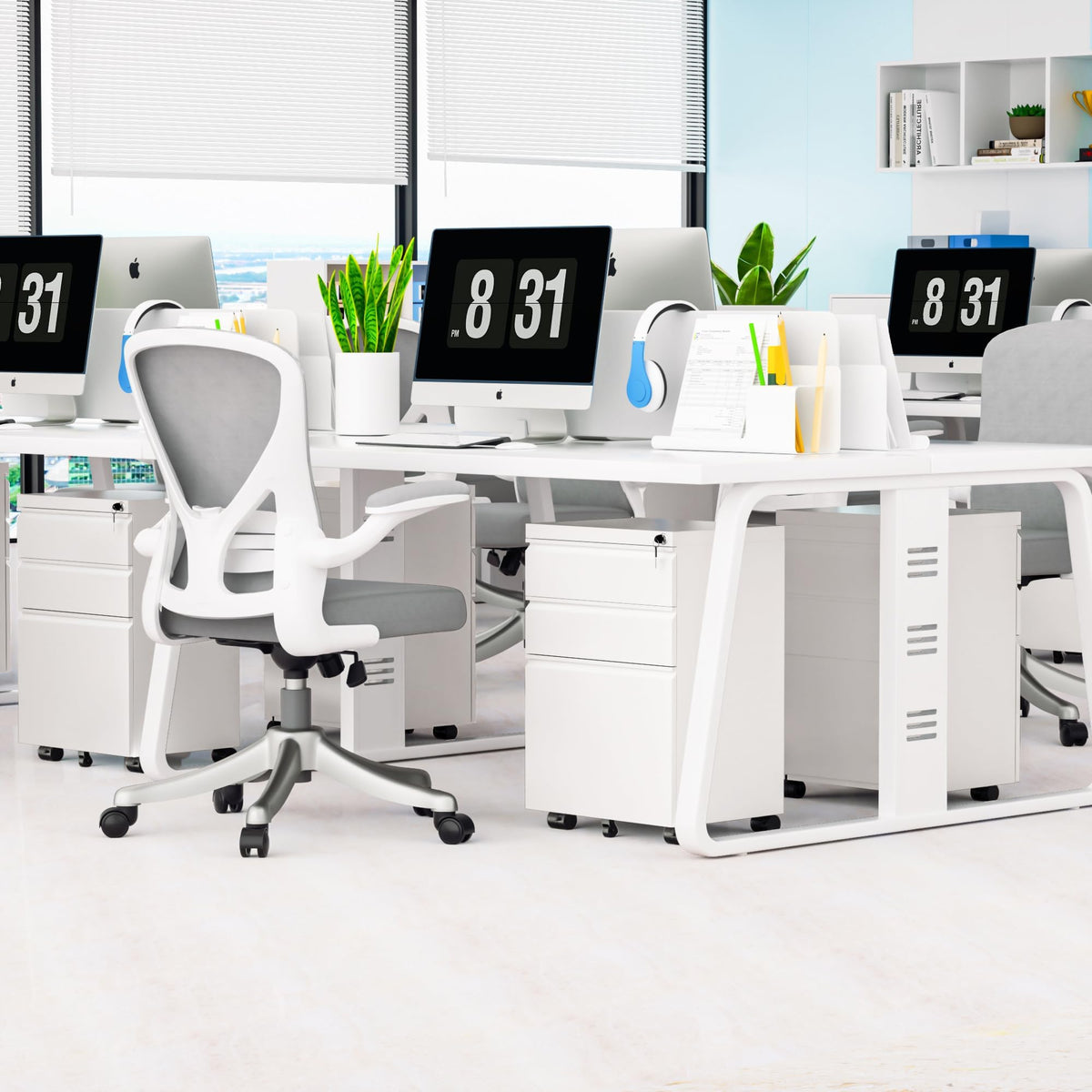 Bonusall Fully Assembled 3 Drawer White File Cabinet, Fully Assembled Metal Rolling Filing Cabinet with Lock, Under Desk Drawer Filing Cabinets for Home Office Fit A4/Letter/Legal