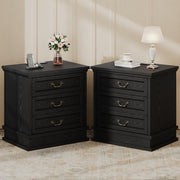 knoworld Nightstand with Charging Station, 3 Drawer Night Stand Set of 2
