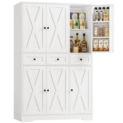 HOSTACK 67"H Farmhouse Kitchen Pantry Storage Cabinet with 3 Drawers, White