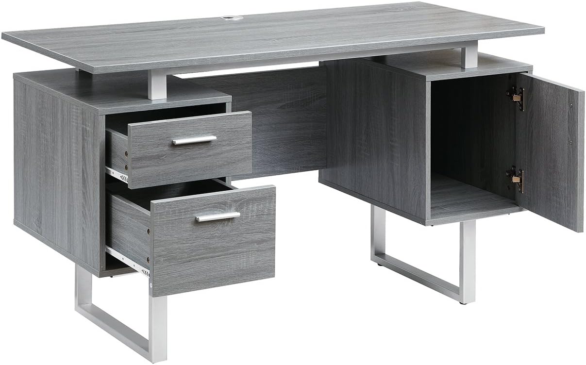 Modern Office Desk with Storage Drawers & File Cabinet