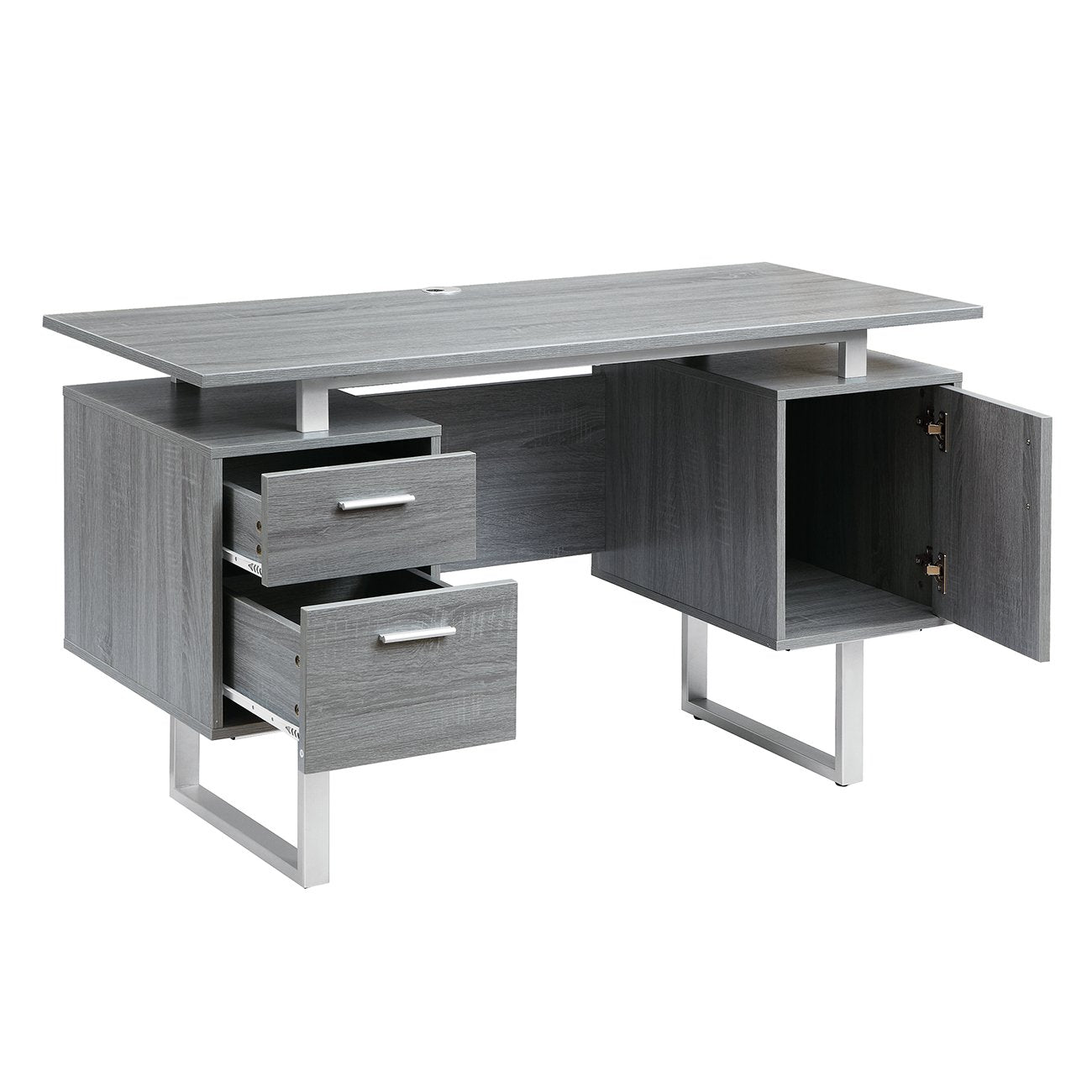 Modern Office Desk with Storage Drawers & File Cabinet