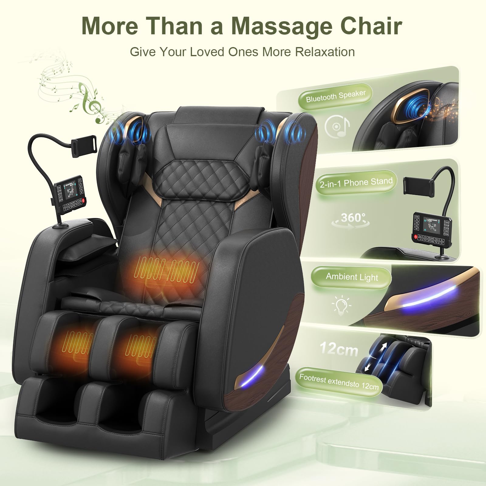 2026 Massage Chair Full Body, Zero Gravity Massage Chair Recliner with 14 Fixed Rollers, 8 Airbags, Foot Massage, Lumbar Heating, Touch Screen, Bluetooth Speaker & Ambient lighting for Lover, Parents