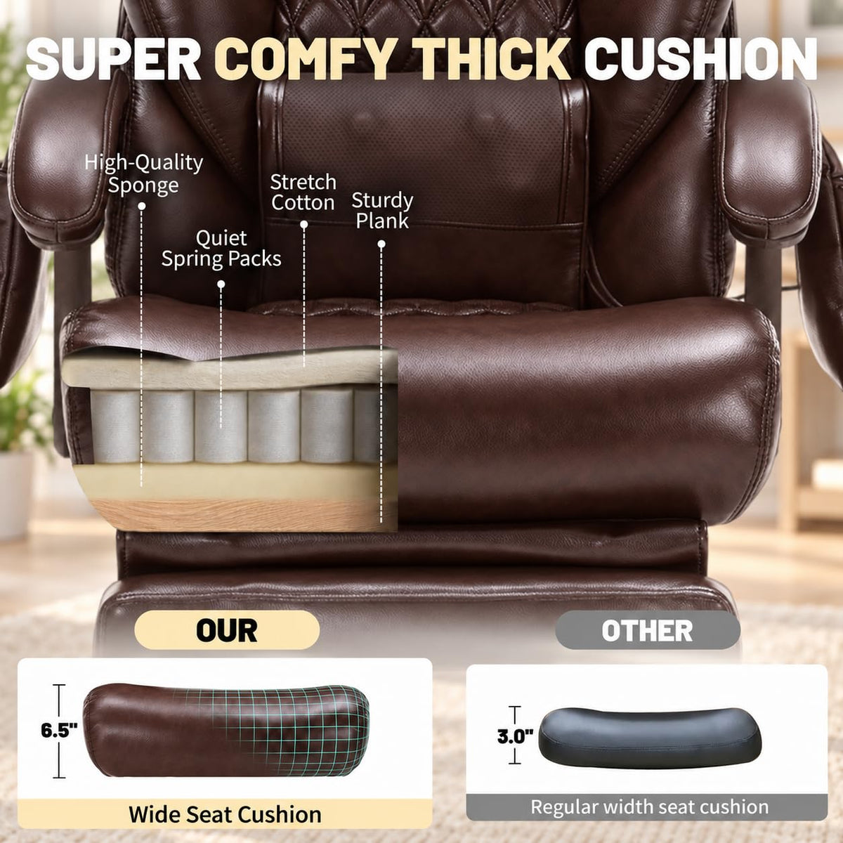 Niruvyn 800LBS Massage Big and Tall Reclining Office Chair with Footrest