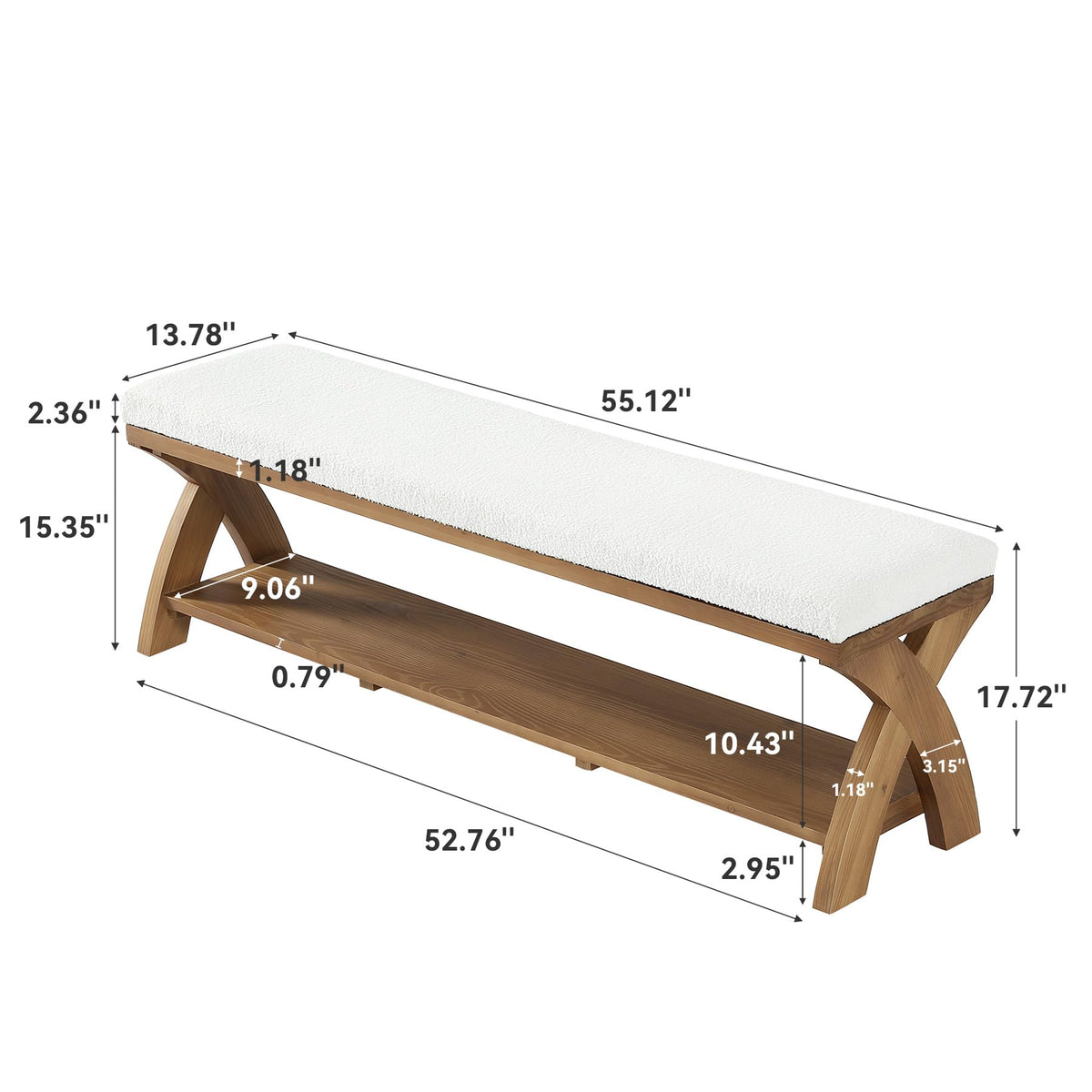 Upholstered Wood Shoe Storage Bench