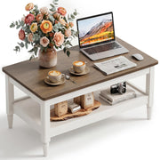 Foxemart 40" Farmhouse Coffee Table, Rustic White