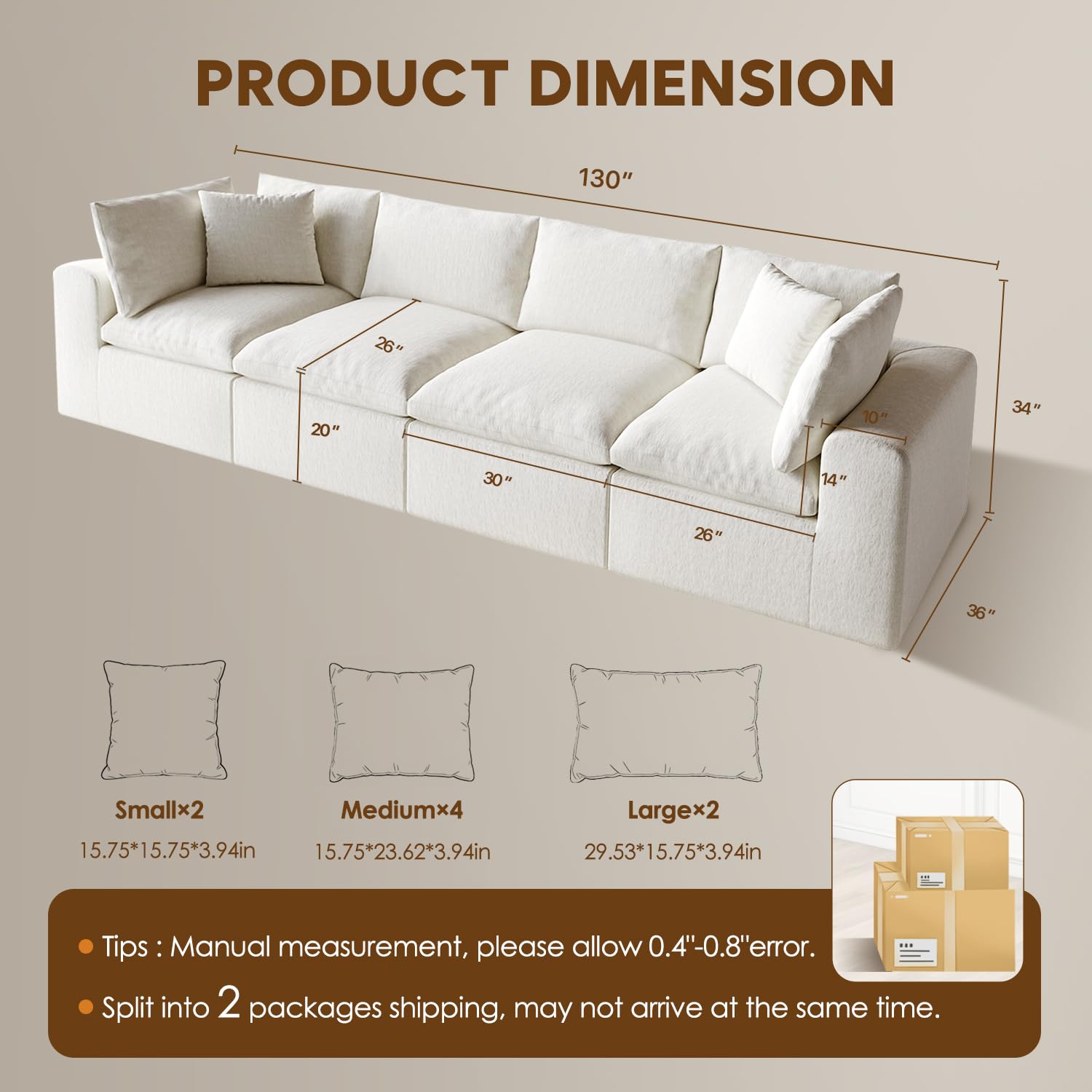 Modular L-Shaped Sectional Sofa with Deep Seat