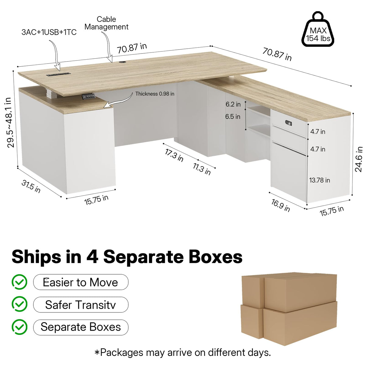 L-Shaped Electric Standing Desk