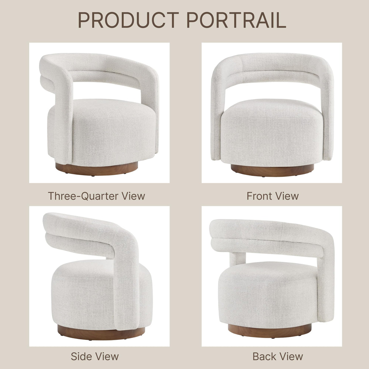 Cream Swivel Accent Chairs, Set of 2