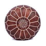 Round Leather Pouf Ottoman Cover – Unstuffed