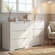 HOSTACK Modern 3 Drawer Dresser, Wood Chest of Drawers with Storage, Tall Nightstand with Cut-Out Handles, Side End Table, Accent Storage Cabinet for Living Room, Entryway, White