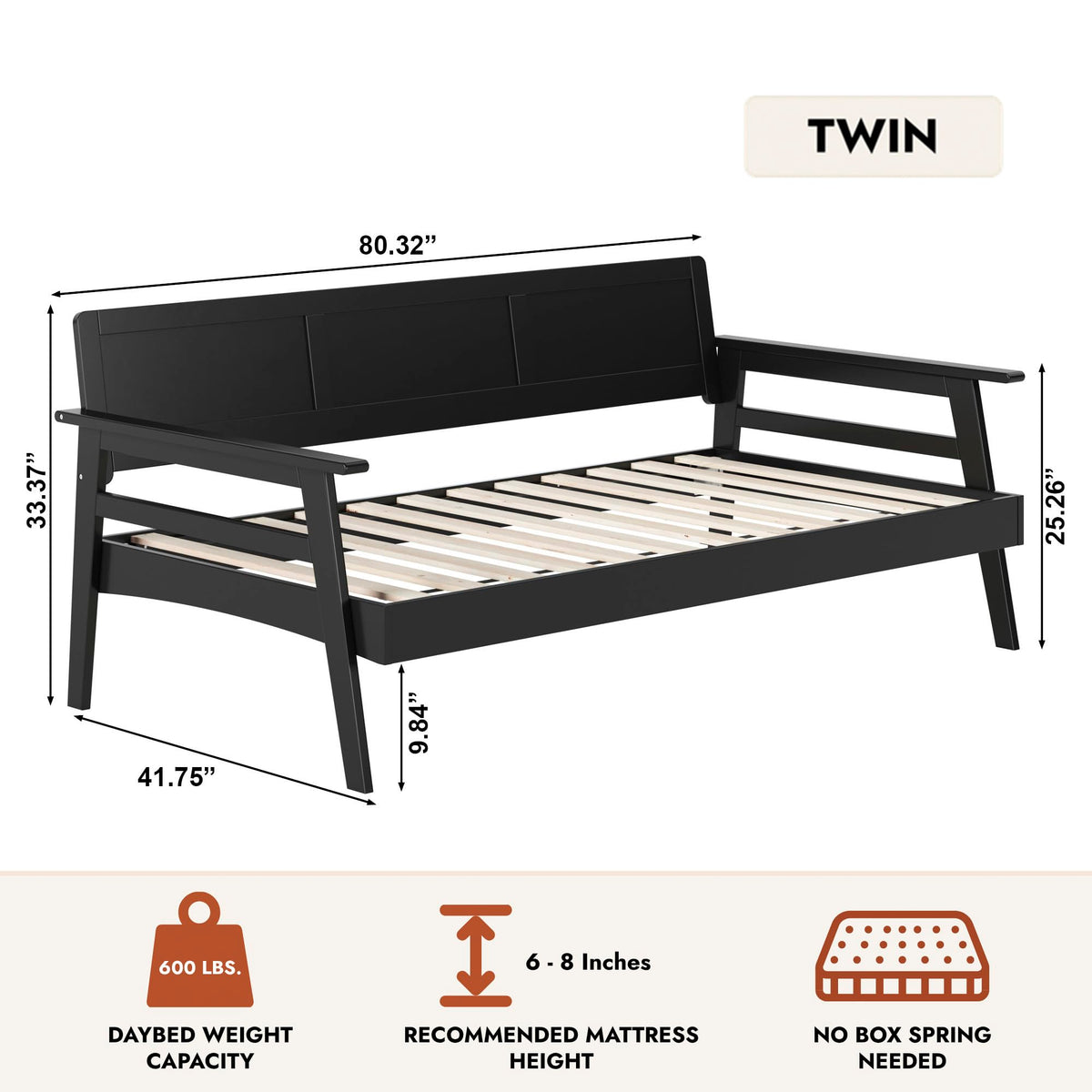 AFI, Mesa Twin Wood Daybed, Black