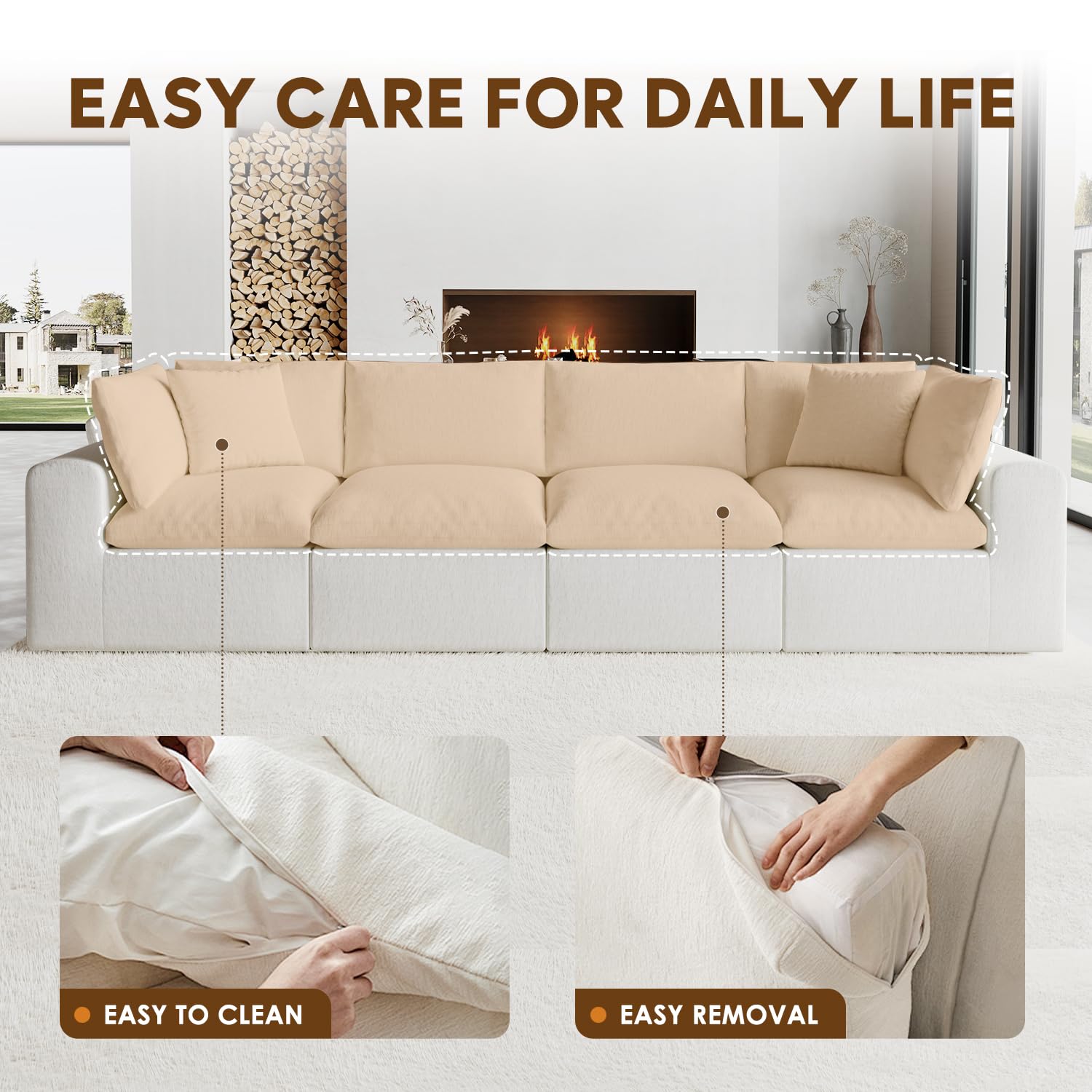 Modular L-Shaped Sectional Sofa with Deep Seat