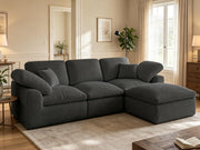 Corduroy Modular Sectional Sofa with Ottoman
