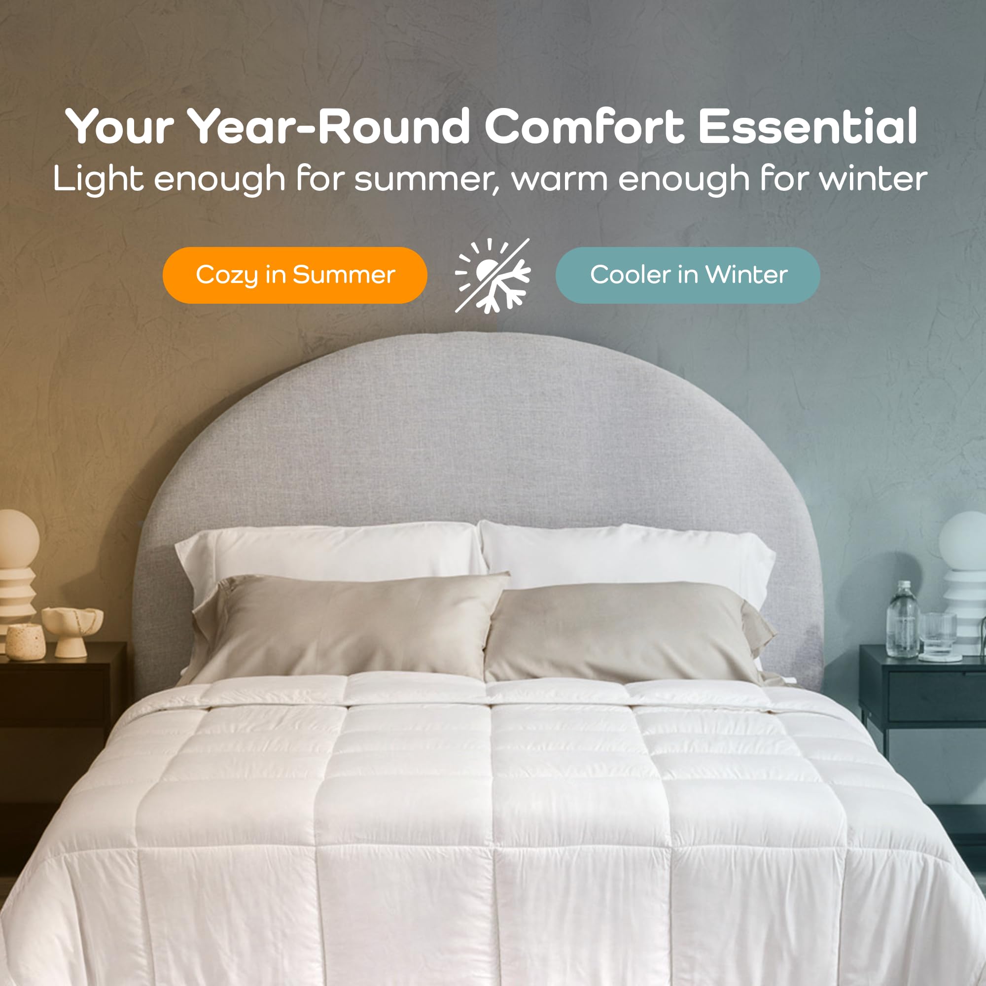 Olive + Crate Cooling Down Alternative Comforter - Hypoallergenic King Size Duvet Insert Lightweight - All Seasons Plush Design Bamboo Comforter - 100% Bamboo Viscose Outer Cover - White 102"x90"