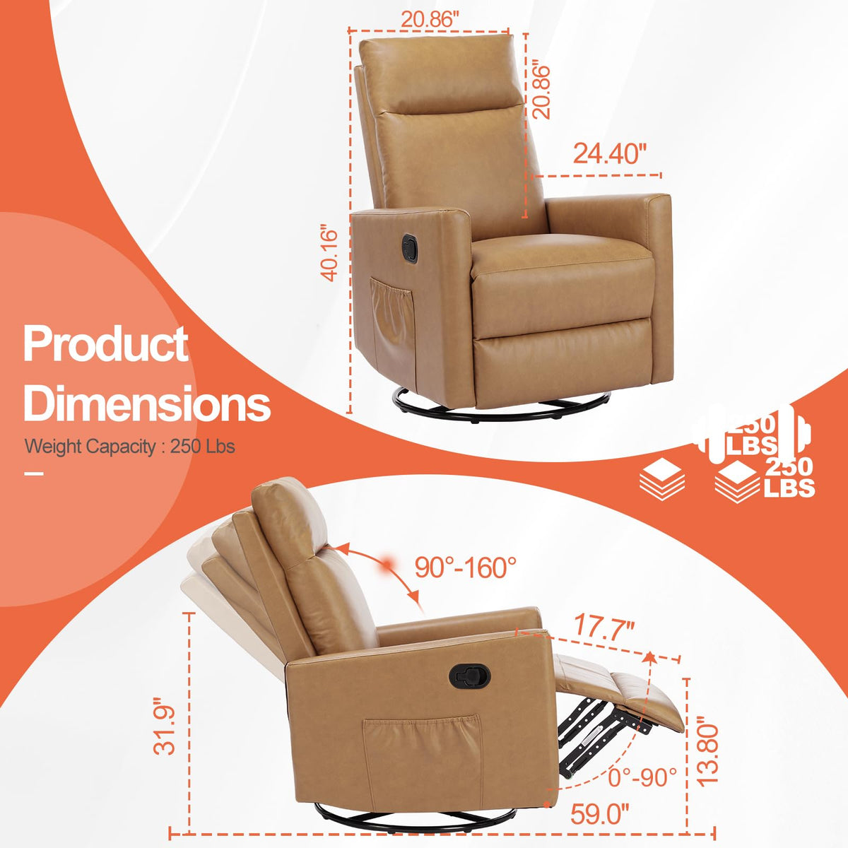 Brown Swivel Glider Recliner