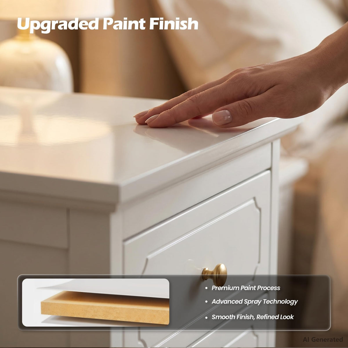 White 3-Drawer Nightstand