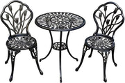 3-Piece Cast Aluminum Patio Bistro Set with Umbrella Hole