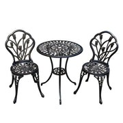 3-Piece Cast Aluminum Patio Bistro Set with Umbrella Hole