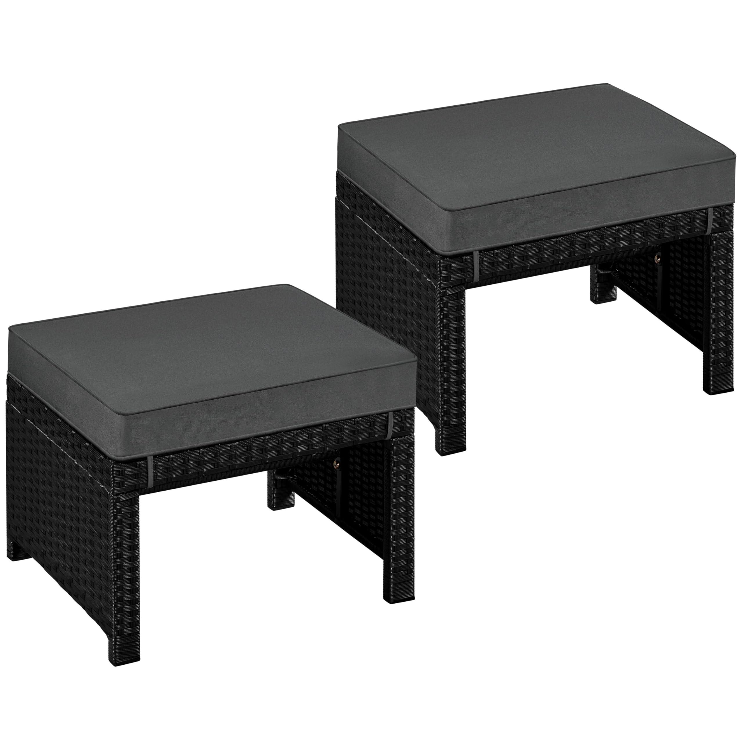Outdoor Wicker Ottoman Set of 2