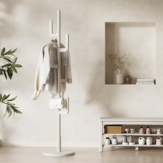 Walnut Solid Wood Cactus Coat Rack with 6 Hooks