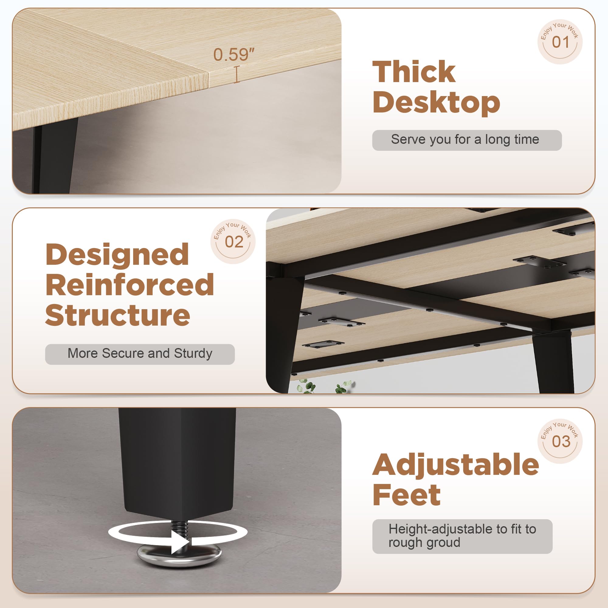 8FT Conference Table with Cable Grommets