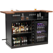 U-Shape Home Bar Cabinet with Fridge Space & Wine Storage