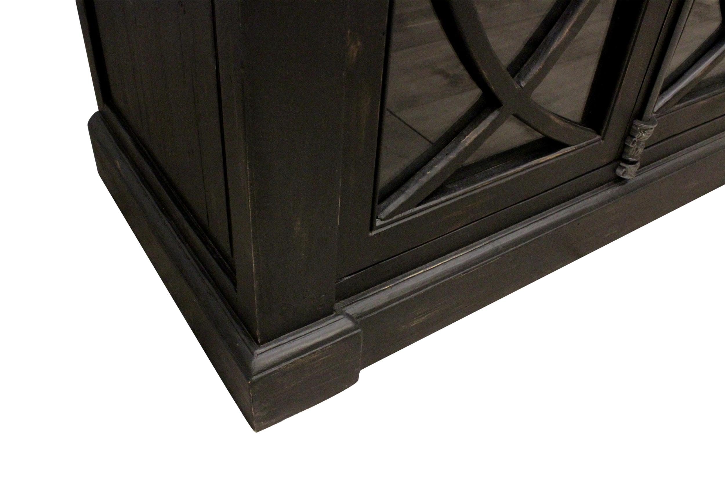 Moti Wheatstone 6-Door Sideboard in Antique Black Finish on Pine Solid Wood