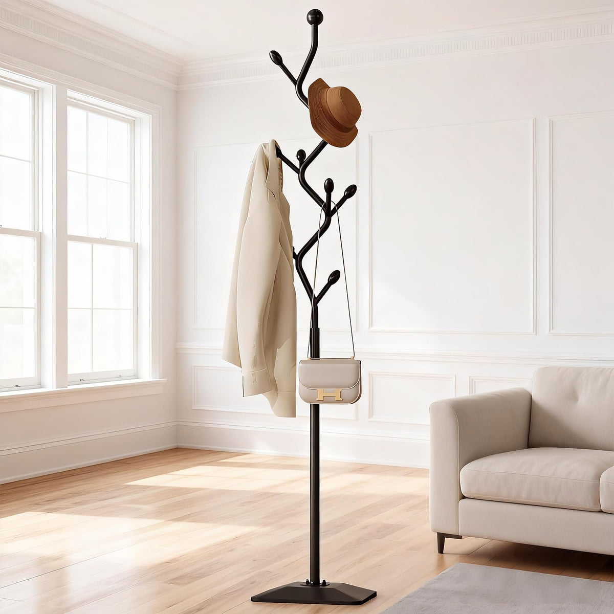Metal Coat Rack with 8 Hooks
