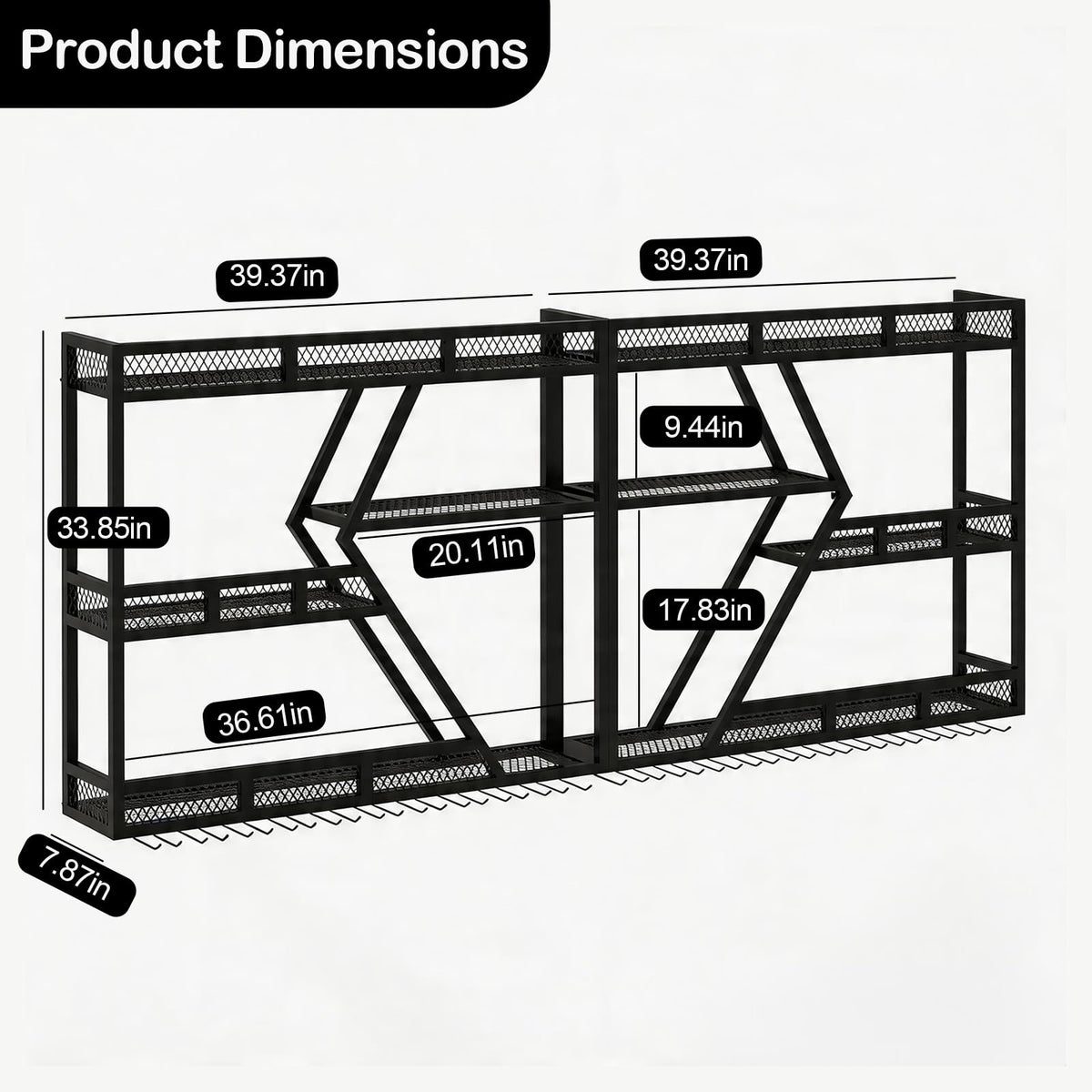Wall-Mounted Wine Rack with LED Light