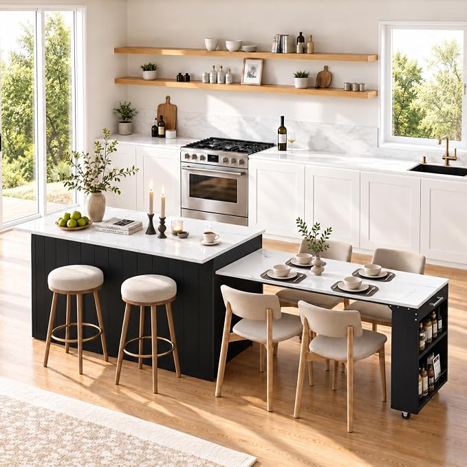 Extendable Kitchen Island with Storage