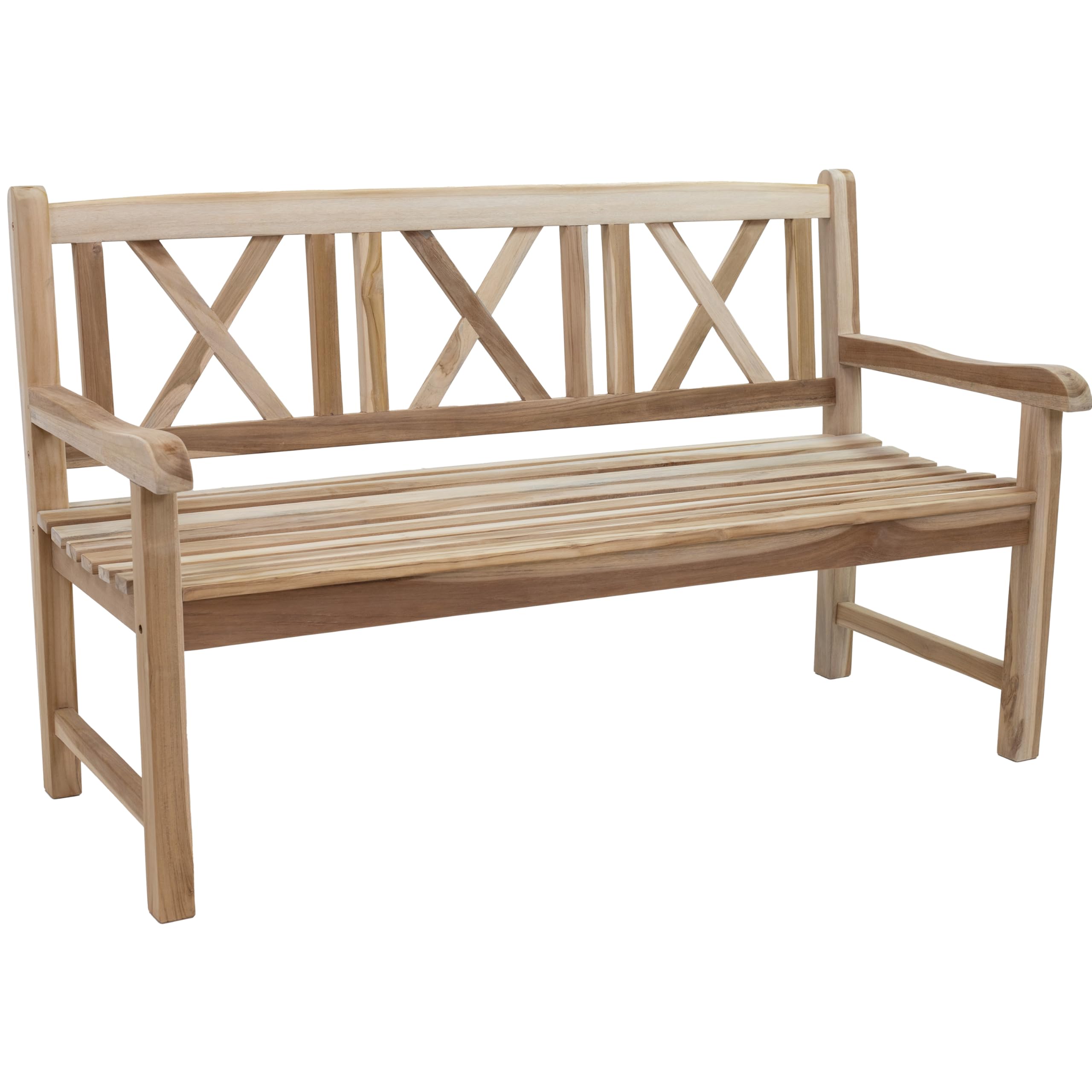 2-Person Teak Outdoor Bench with Backrest
