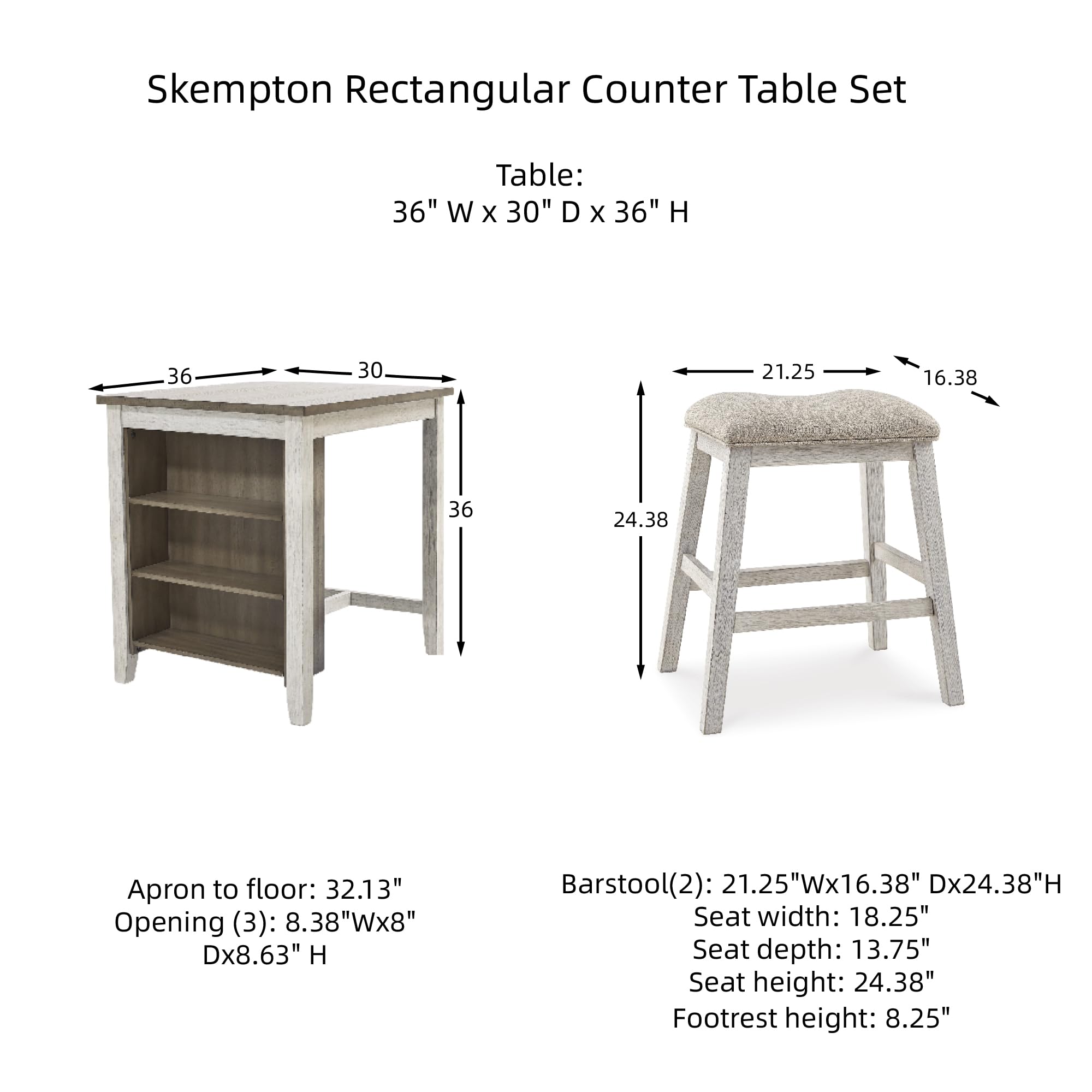3-Piece Counter Height Dining Set with Barstools