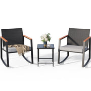 3-Piece Rocking Patio Bistro Set with Glass Table