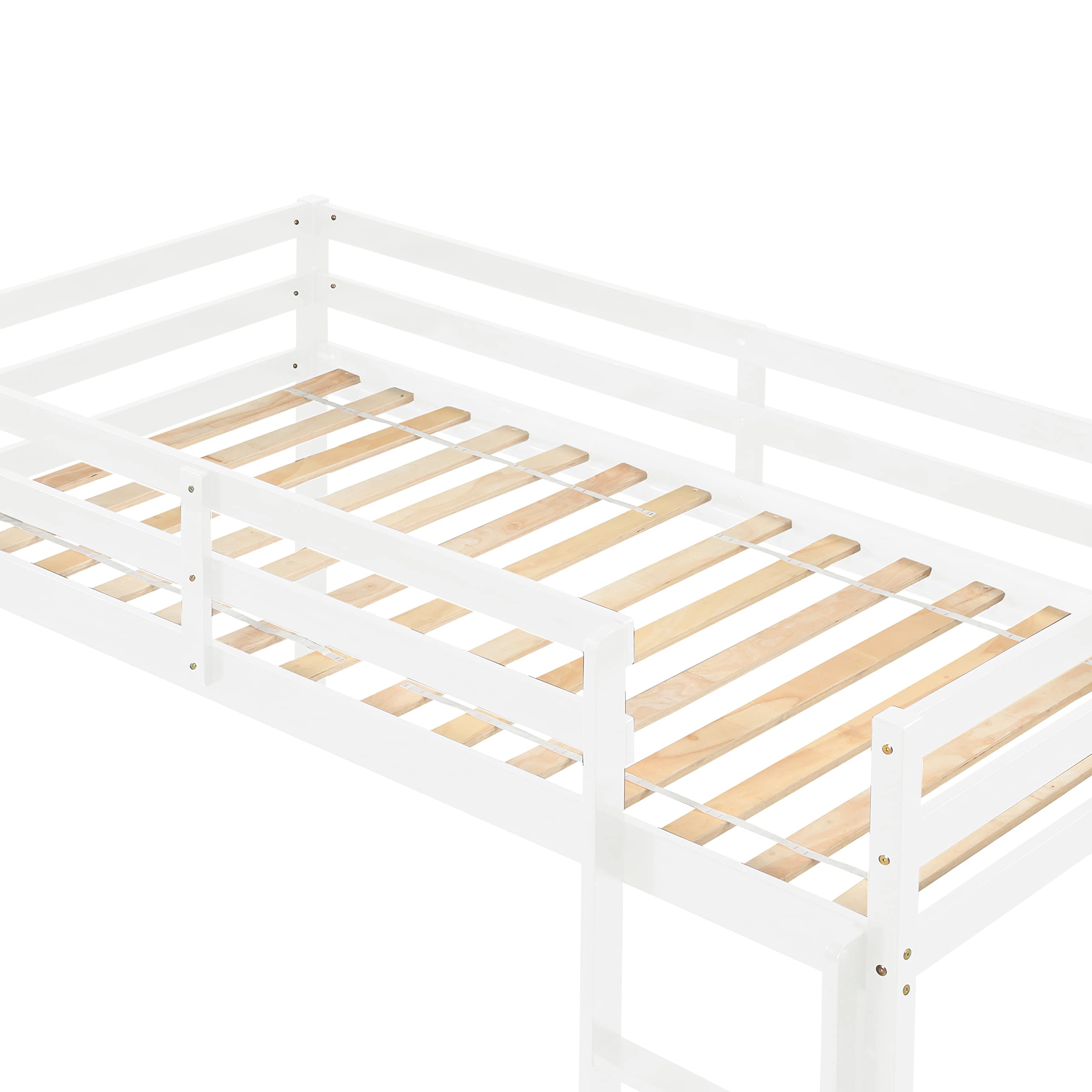 Twin Kids Loft Bed with Ladder & Guard Rails