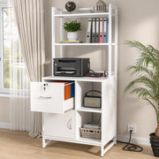 Filing Cabinet with Bookshelf & Charging Station