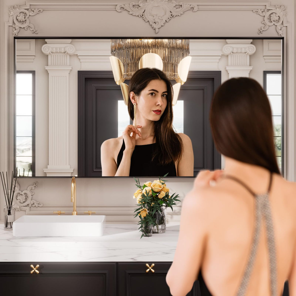Black Rectangular Bathroom Mirror