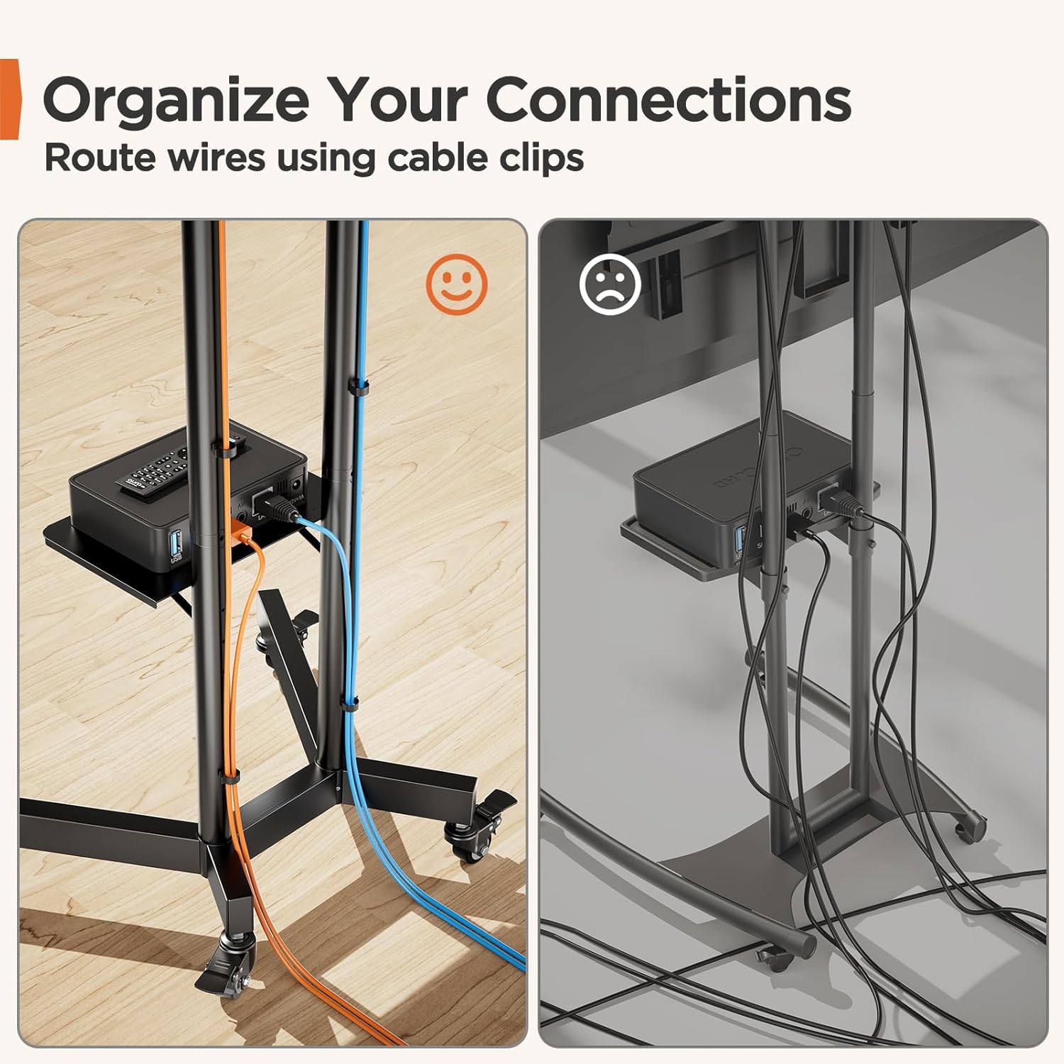 Rolling TV Stand with Wheels for 32–85 Inch TVs